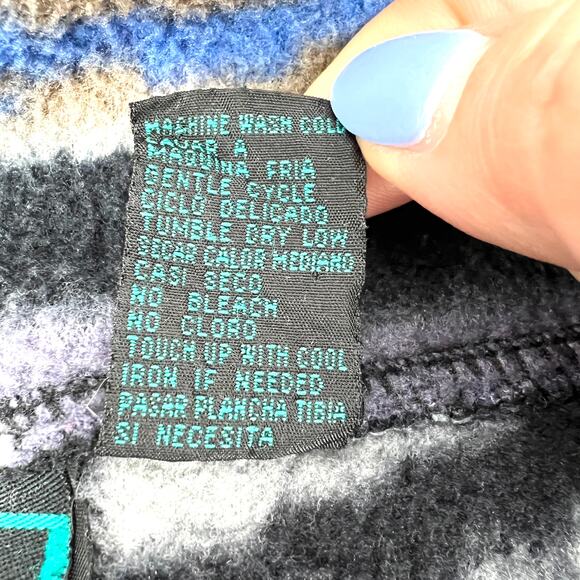 Vintage 90s Carlos Santana Mens Aztec 1/4 Zip Fleece Pull Over Drawstring Sz XL - Picture 7 of 8